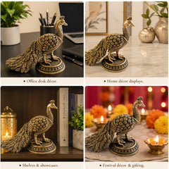 Brass Peacock Statue- 10.16 cm