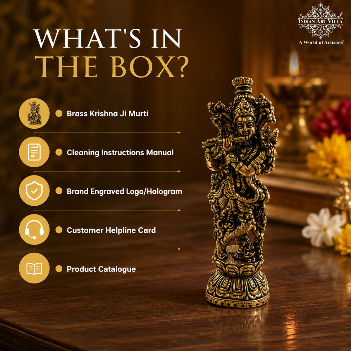 Pure Brass Miniature Krishna Ji Murti