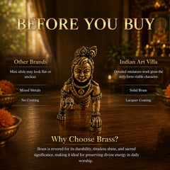 Pure Brass Miniature Laddu Gopal Krishna Ji Crawling Murti for Home Pooja