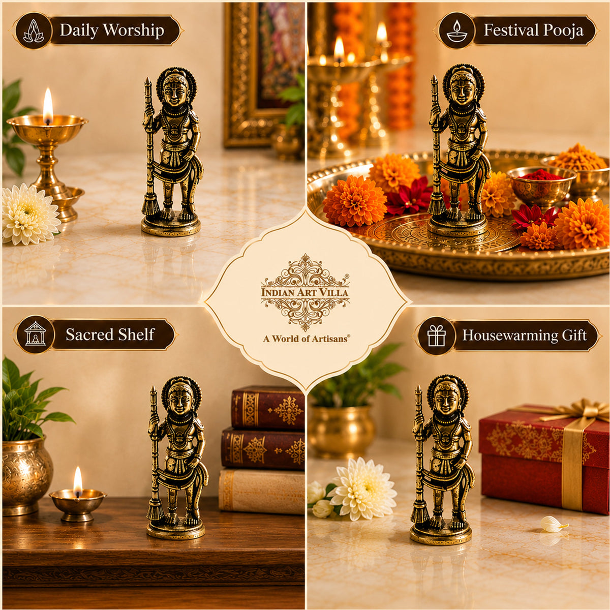 Pure Brass Miniature Udupi Krishna ji Murti - 4.32 cm