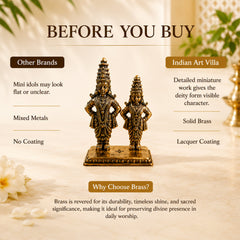 Pure Brass Miniature Vitthal Rukmini Ji Murti - 3.98 cm