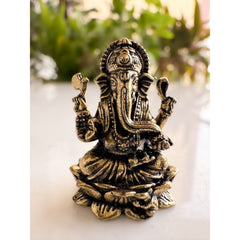 Pure Brass Miniature Ganesh Ji Murti Sitting On Lotus