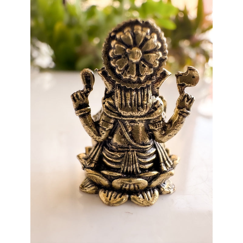 Pure Brass Miniature Ganesh Ji Murti Sitting On Lotus