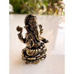 Pure Brass Miniature Ganesh Ji Murti Sitting On Lotus