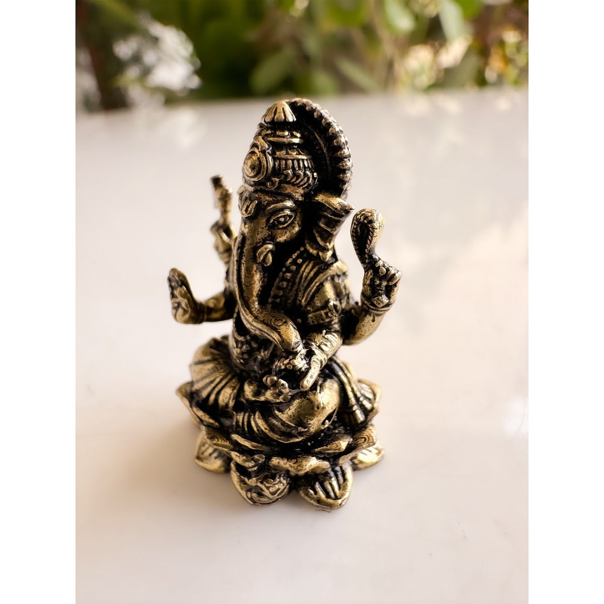 Pure Brass Miniature Ganesh Ji Murti Sitting On Lotus
