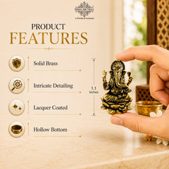 Pure Brass Miniature Ganesh Ji Murti Sitting On Lotus