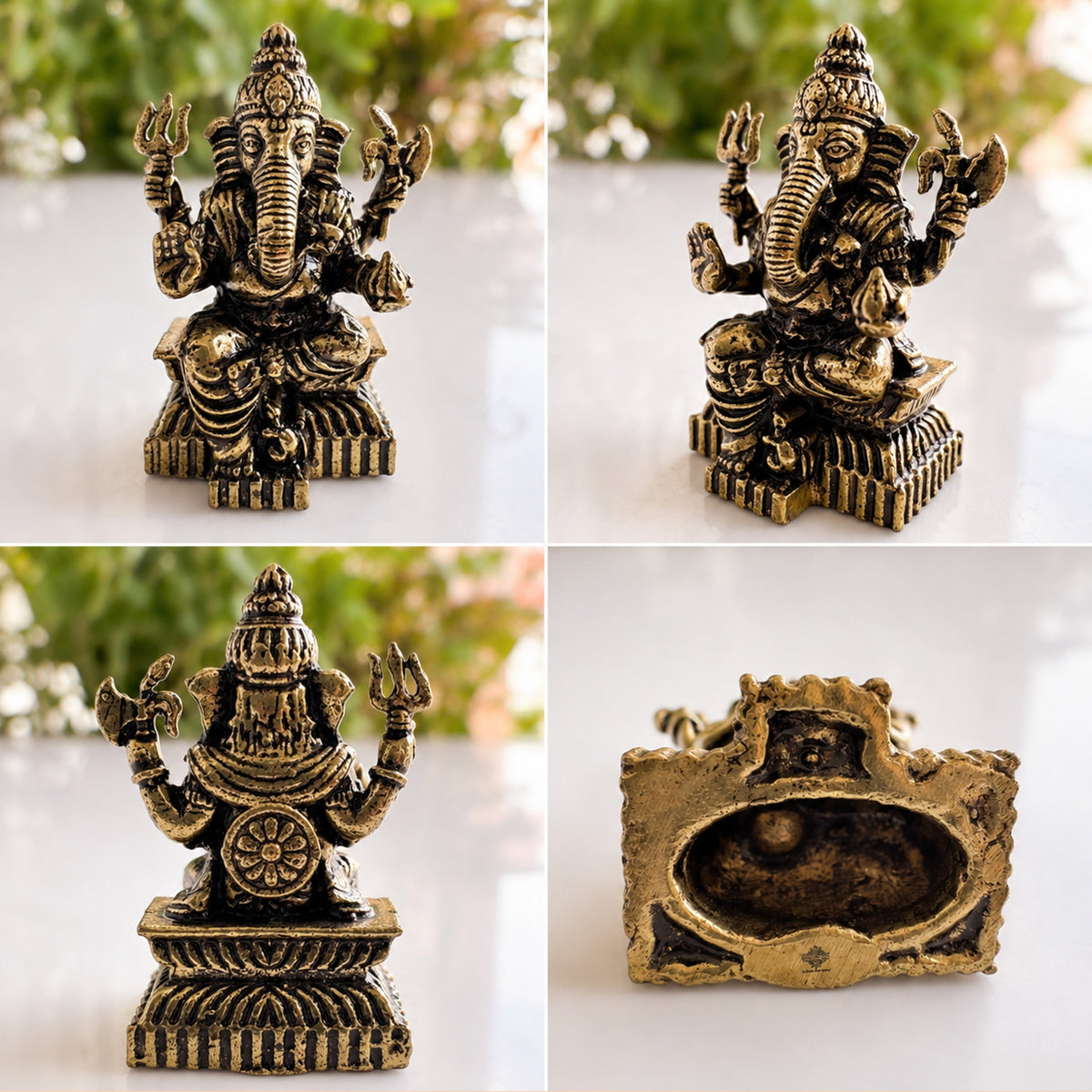Pure Brass Miniature Handcrafted Lord Ganesha Idol for Home Mandir - 3.30 cm