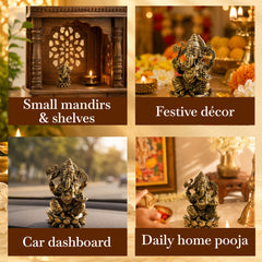 Pure Brass Miniature Ganesh Ji Murti Sitting On Lotus - 3.18 cm