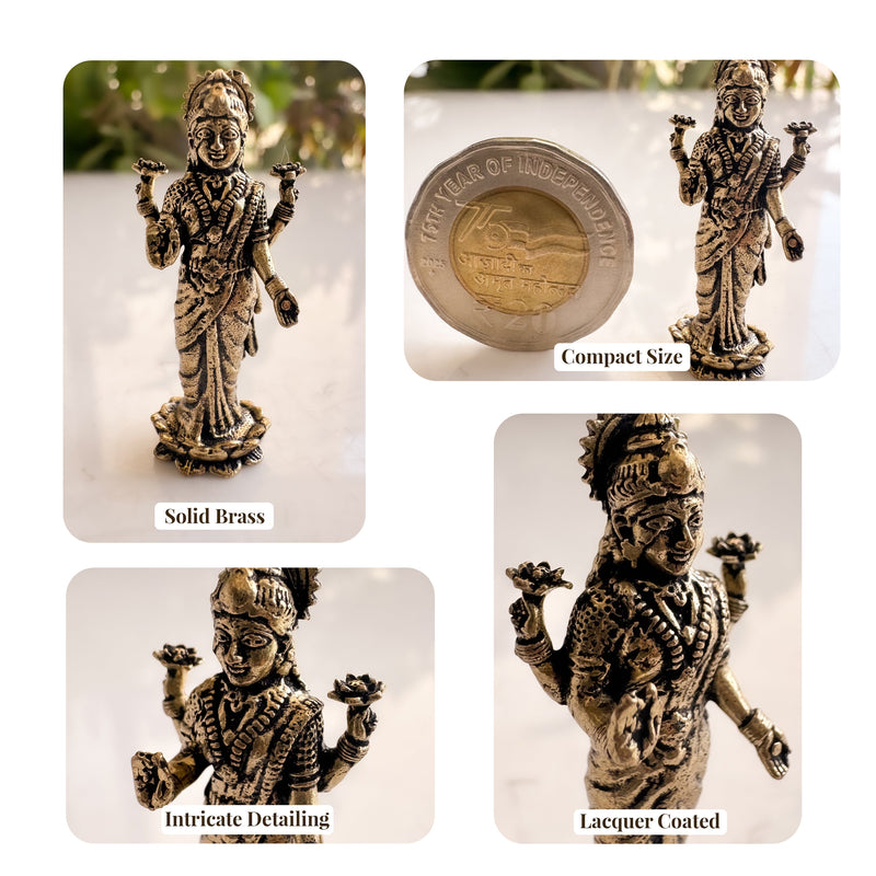 Pure Brass Miniature Lakshmi Ji Standing Murti - 3.51 cm