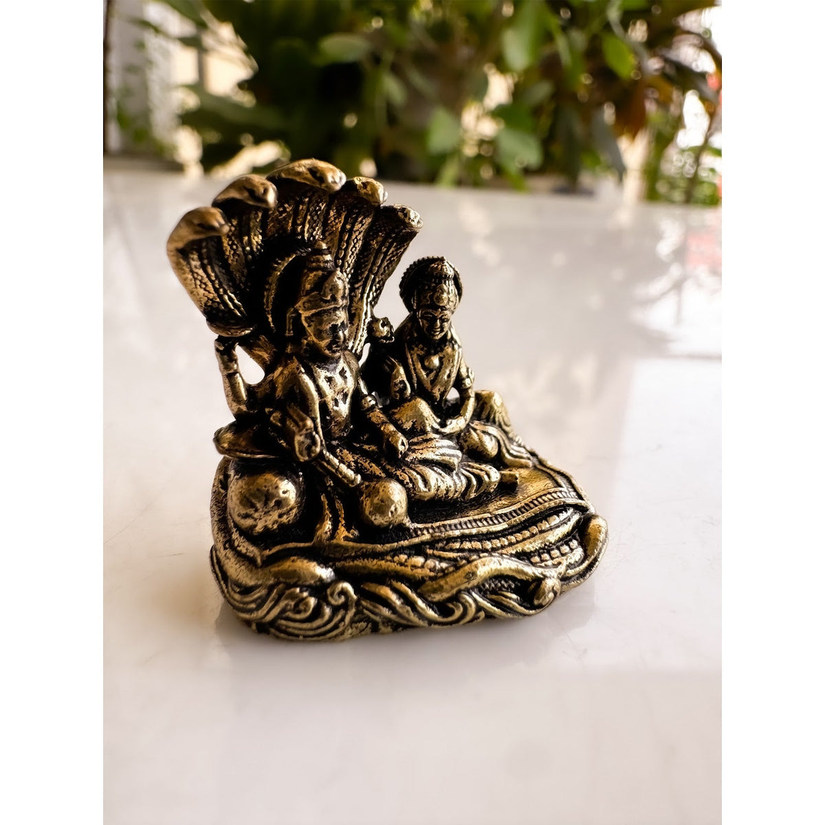 Pure Brass Miniature Lakshmi Narayana Ji Murti - 3.048 cm
