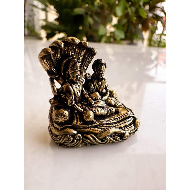 Pure Brass Miniature Lakshmi Narayana Ji Murti - 3.048 cm