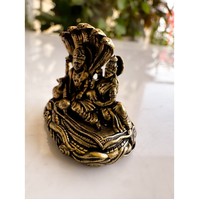 Pure Brass Miniature Lakshmi Narayana Ji Murti - 3.048 cm
