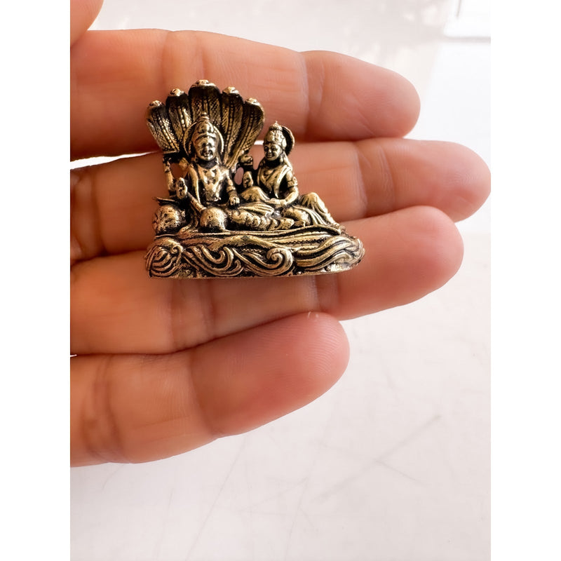 Pure Brass Miniature Lakshmi Narayana Ji Murti - 3.048 cm