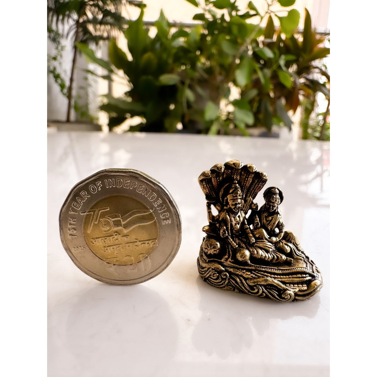 Pure Brass Miniature Lakshmi Narayana Ji Murti - 3.048 cm