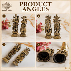 Pure Brass Antique Finish Radha Krishna Standing Murti For Home Temple - 24.13 cm