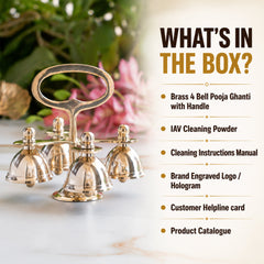 Brass 4 Bell with Ergonomic Handle| Multi-Tone Temple Bell
