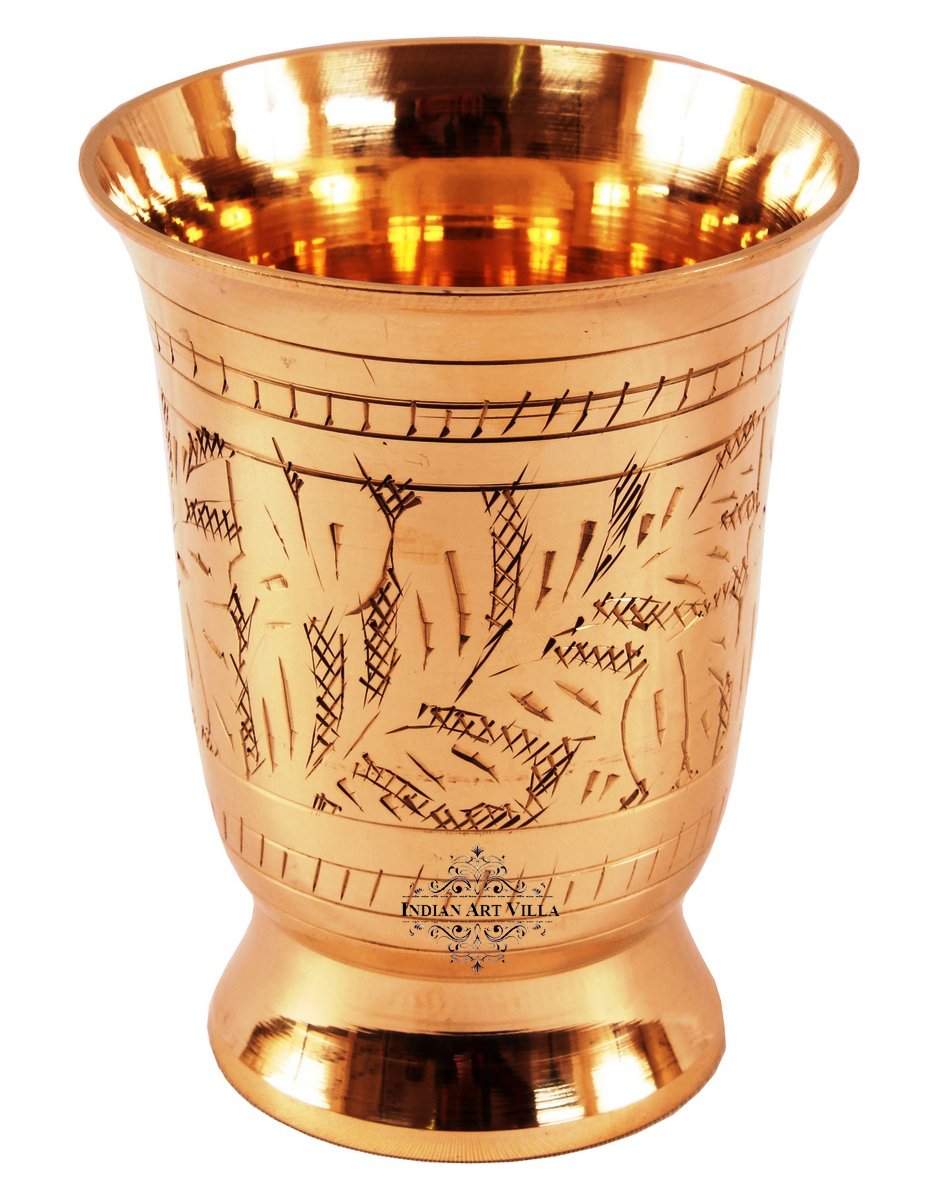 Handmade Pure Brass Jug Pitcher with Glass Set with Mughlai Style, Drinkware, Tableware
