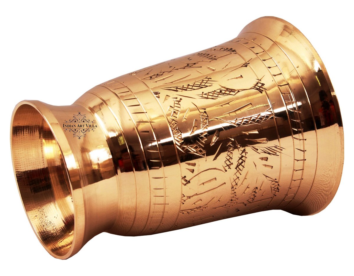 Handmade Pure Brass Jug Pitcher with Glass Set with Mughlai Style, Drinkware, Tableware