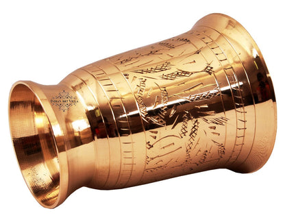 Handmade Pure Brass Jug Pitcher with Glass Set with Mughlai Style, Drinkware, Tableware