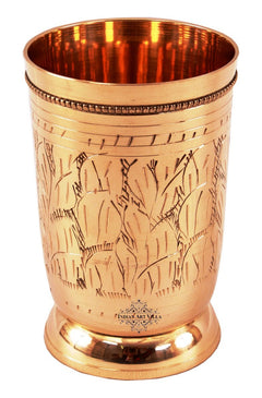 Handcrafted Pure Copper Jug Pitcher with Glass Set with Mughlai Style, Drinkware, Serveware Set