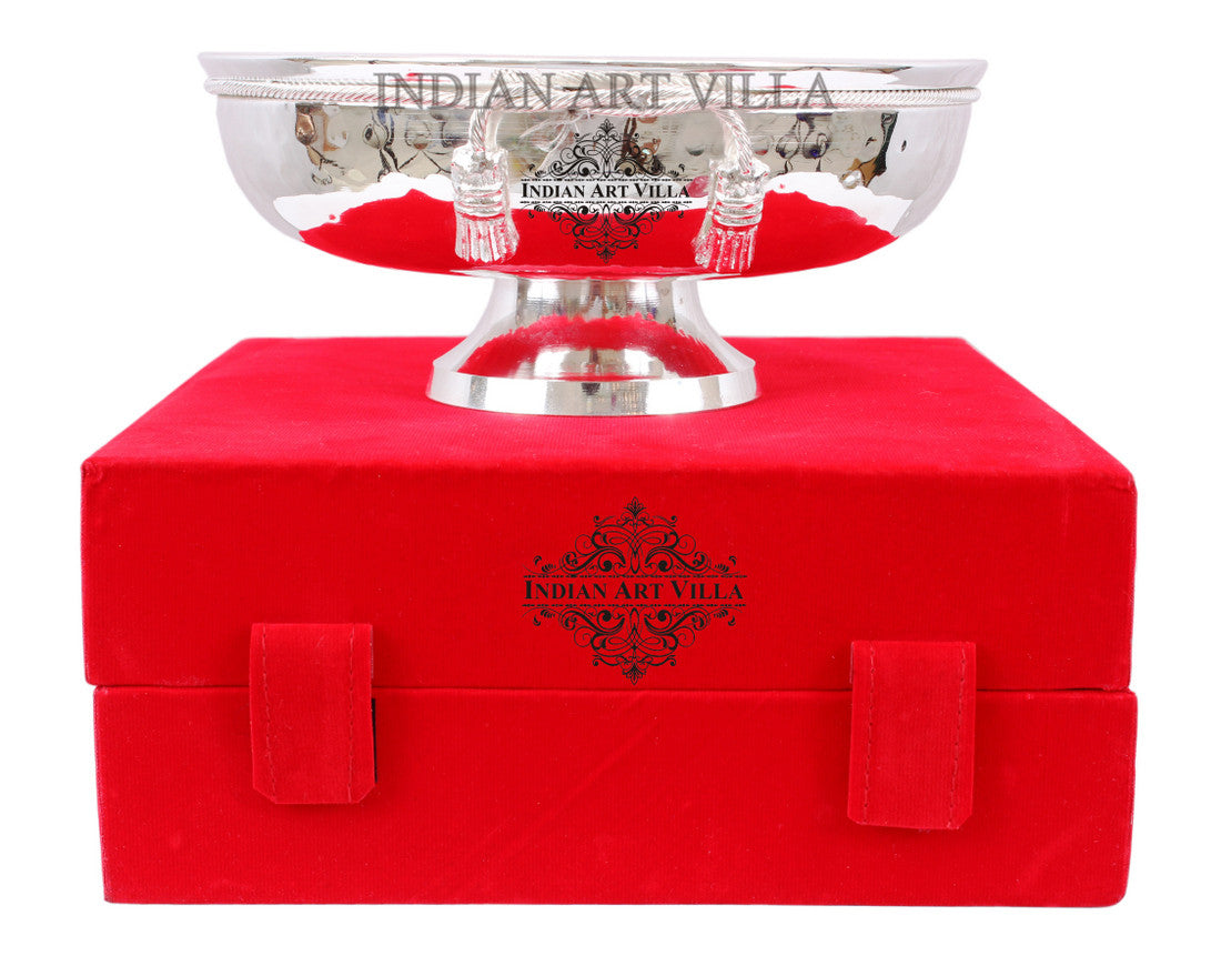 Silver Plated M Hammered Design Bowl 500 ML with Box