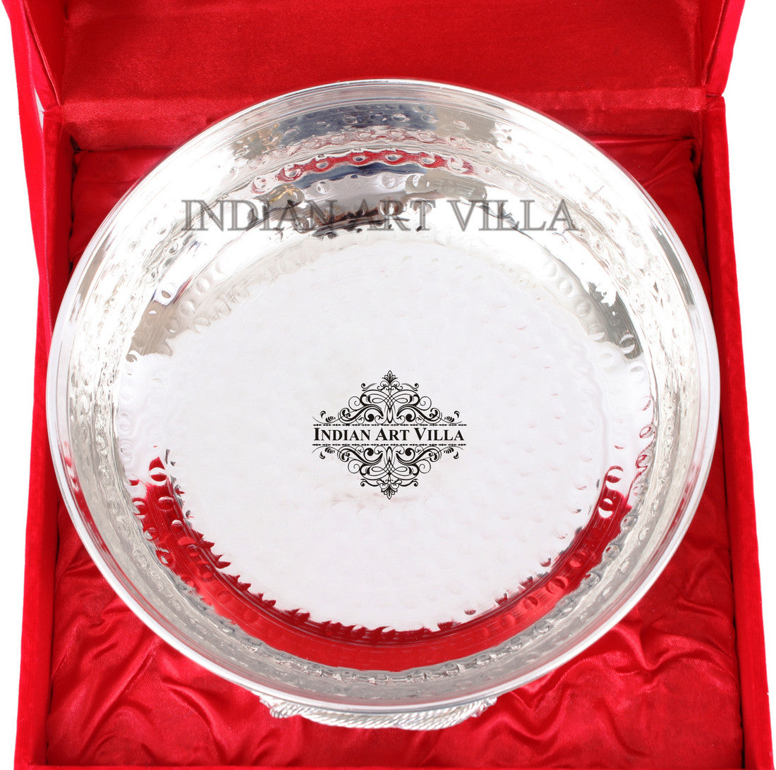 Silver Plated M Hammered Design Bowl 500 ML with Box
