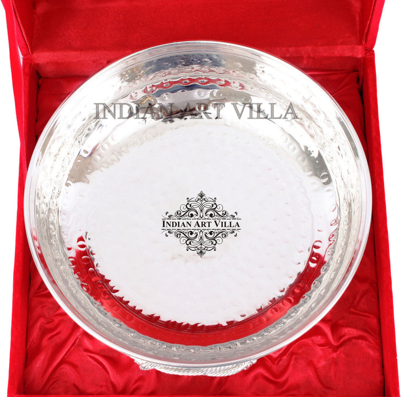 Silver Plated M Hammered Design Bowl 500 ML with Box