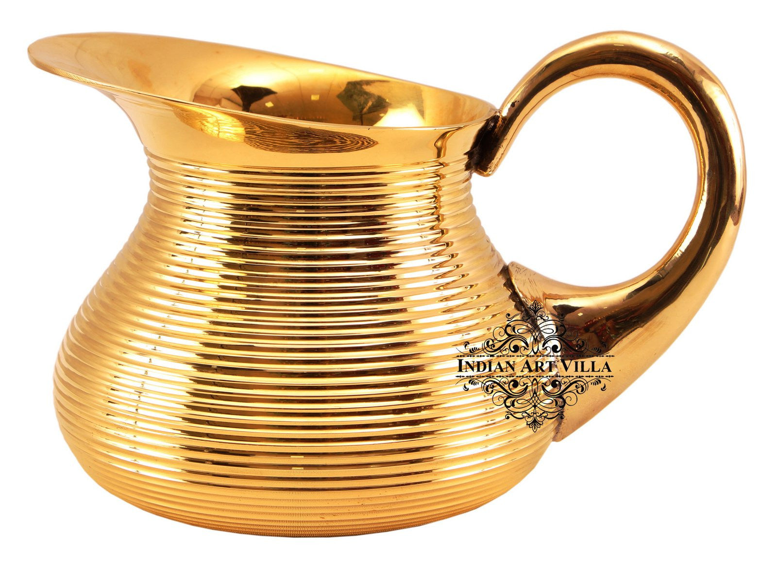 Handmade Pure Brass Lining Design Jug, Drinkware, Serveware, Tableware