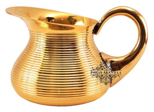 Handmade Pure Brass Lining Design Jug, Drinkware, Serveware, Tableware