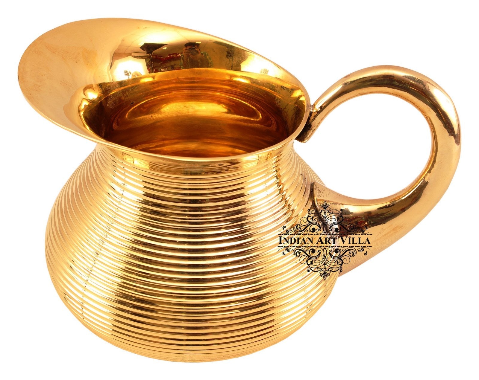 Handmade Pure Brass Lining Design Jug, Drinkware, Serveware, Tableware