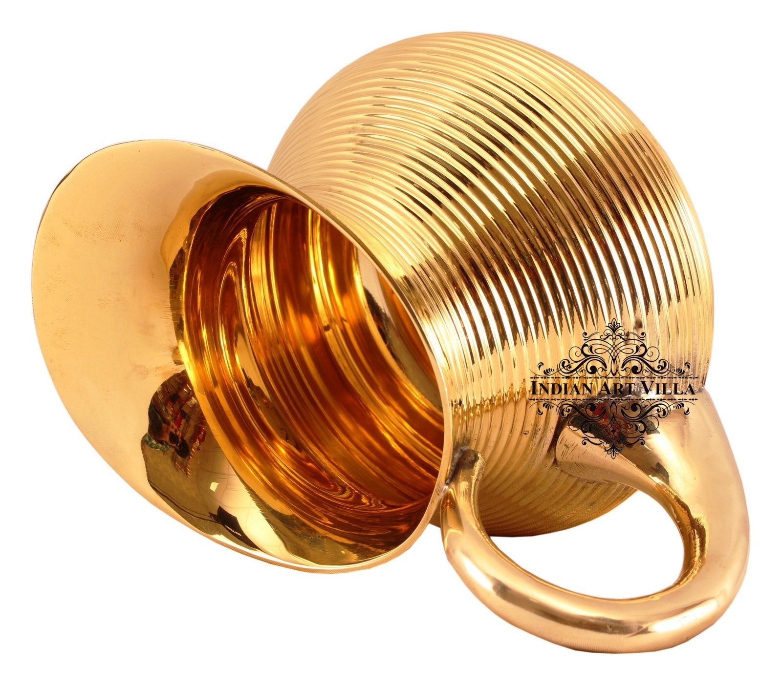 Handmade Pure Brass Lining Design Jug, Drinkware, Serveware, Tableware