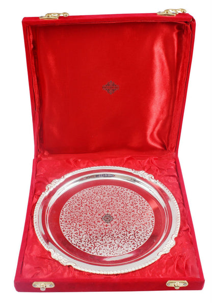 Handcrafted Pure Silver Plated Designer Quarter Plate For Gifting