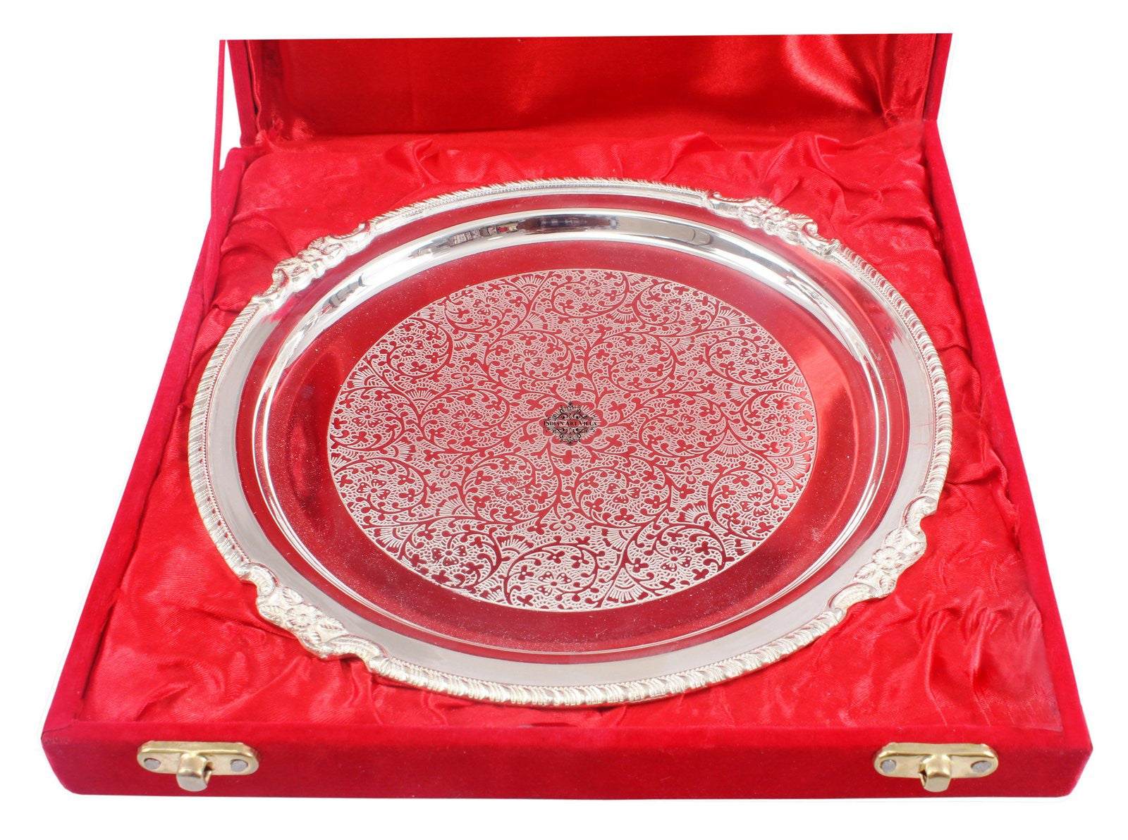 Handcrafted Pure Silver Plated Designer Quarter Plate For Gifting