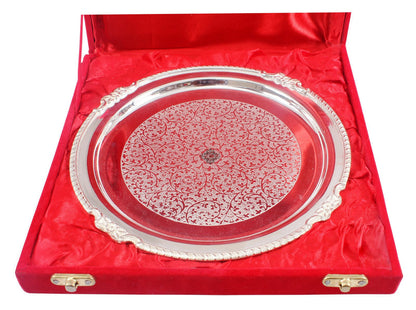 Handcrafted Pure Silver Plated Designer Quarter Plate For Gifting