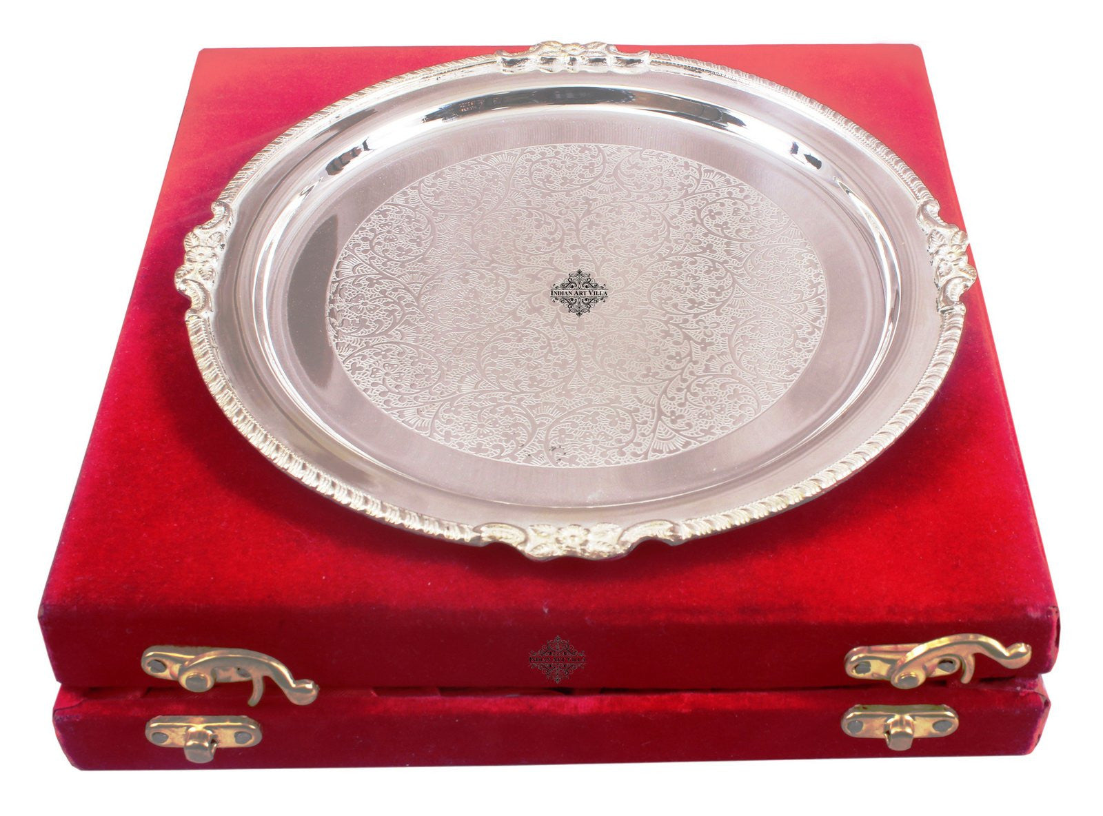 Handcrafted Pure Silver Plated Designer Quarter Plate For Gifting