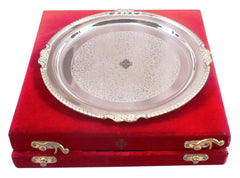 Handcrafted Pure Silver Plated Designer Quarter Plate For Gifting