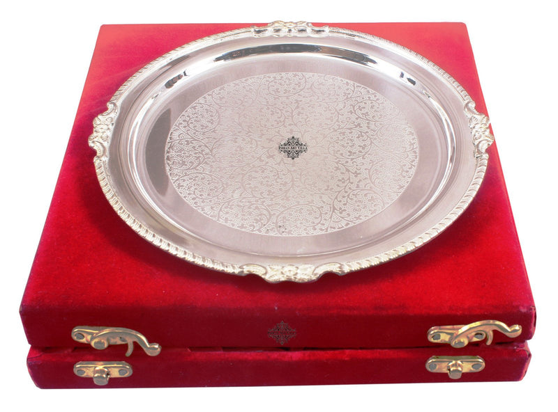 Handcrafted Pure Silver Plated Designer Quarter Plate For Gifting