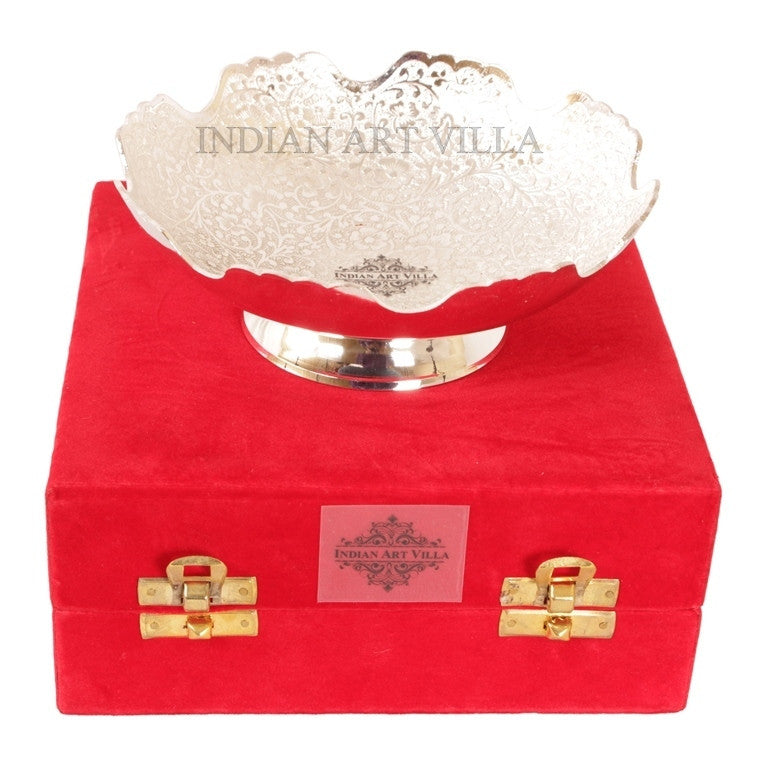 Handcrafted Pure Silver Plated Round Designer Decorative Bowl