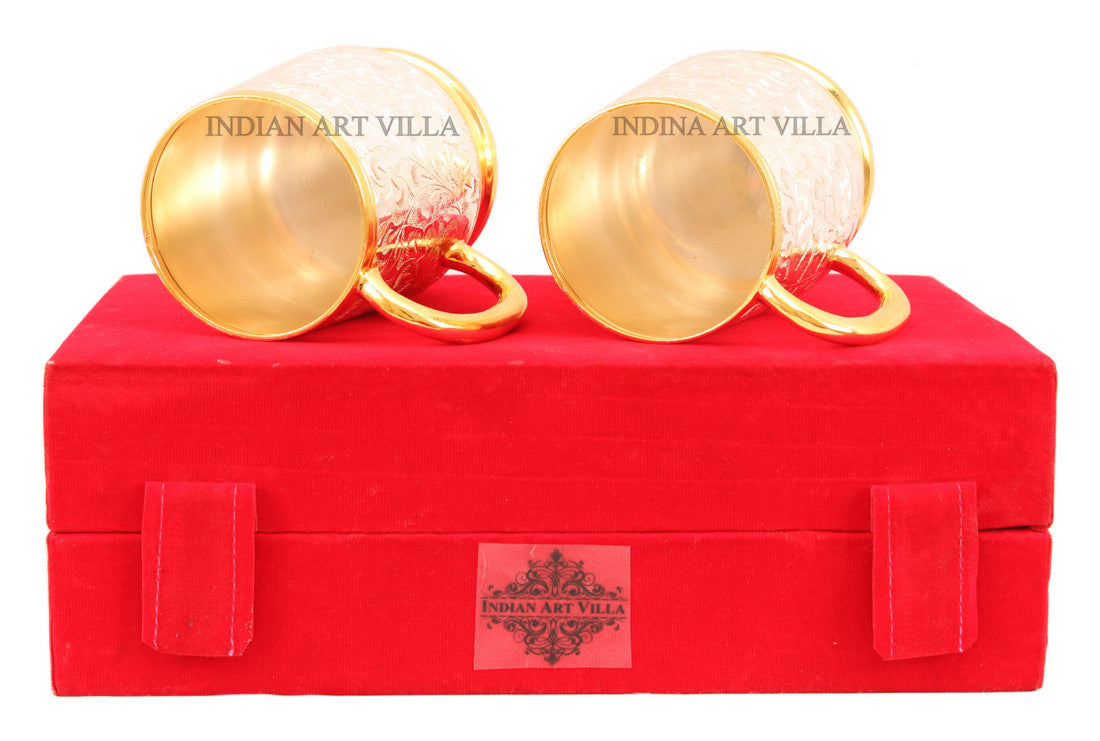 Silver Plated Gold Polish Set of 2 Beer Mug