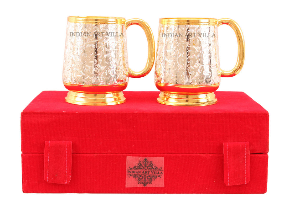 Silver Plated Gold Polish Set of 2 Beer Mug
