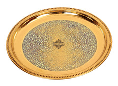 Brass 8 Pieces Dinner Set/Thali Set of 1 Plate, 1 Glass, 1 Spoon, 1 Fork & 4 Bowls