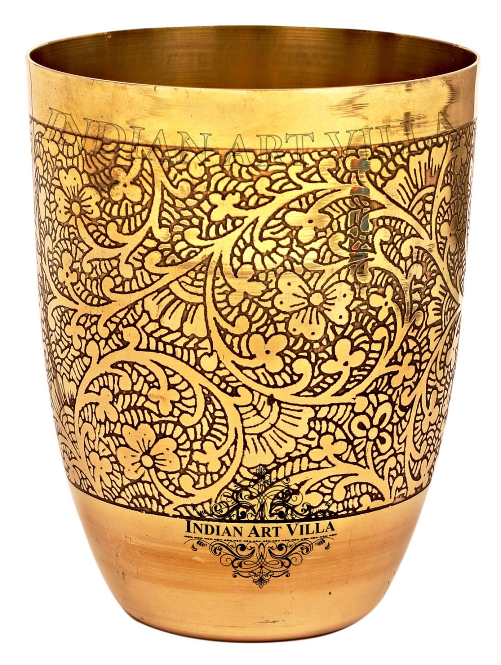 Brass 8 Pieces Dinner Set/Thali Set of 1 Plate, 1 Glass, 1 Spoon, 1 Fork & 4 Bowls