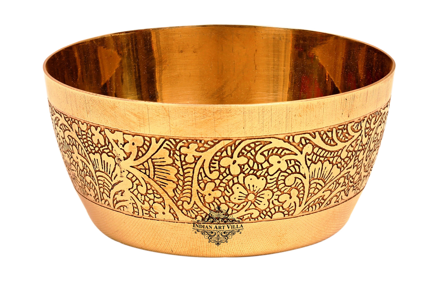 Brass 8 Pieces Dinner Set/Thali Set of 1 Plate, 1 Glass, 1 Spoon, 1 Fork & 4 Bowls