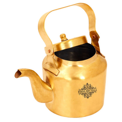 Brass Teapot, Kettle Inside Tin Lining with Glasses | Tableware | Serveware | Gold | 350 ML