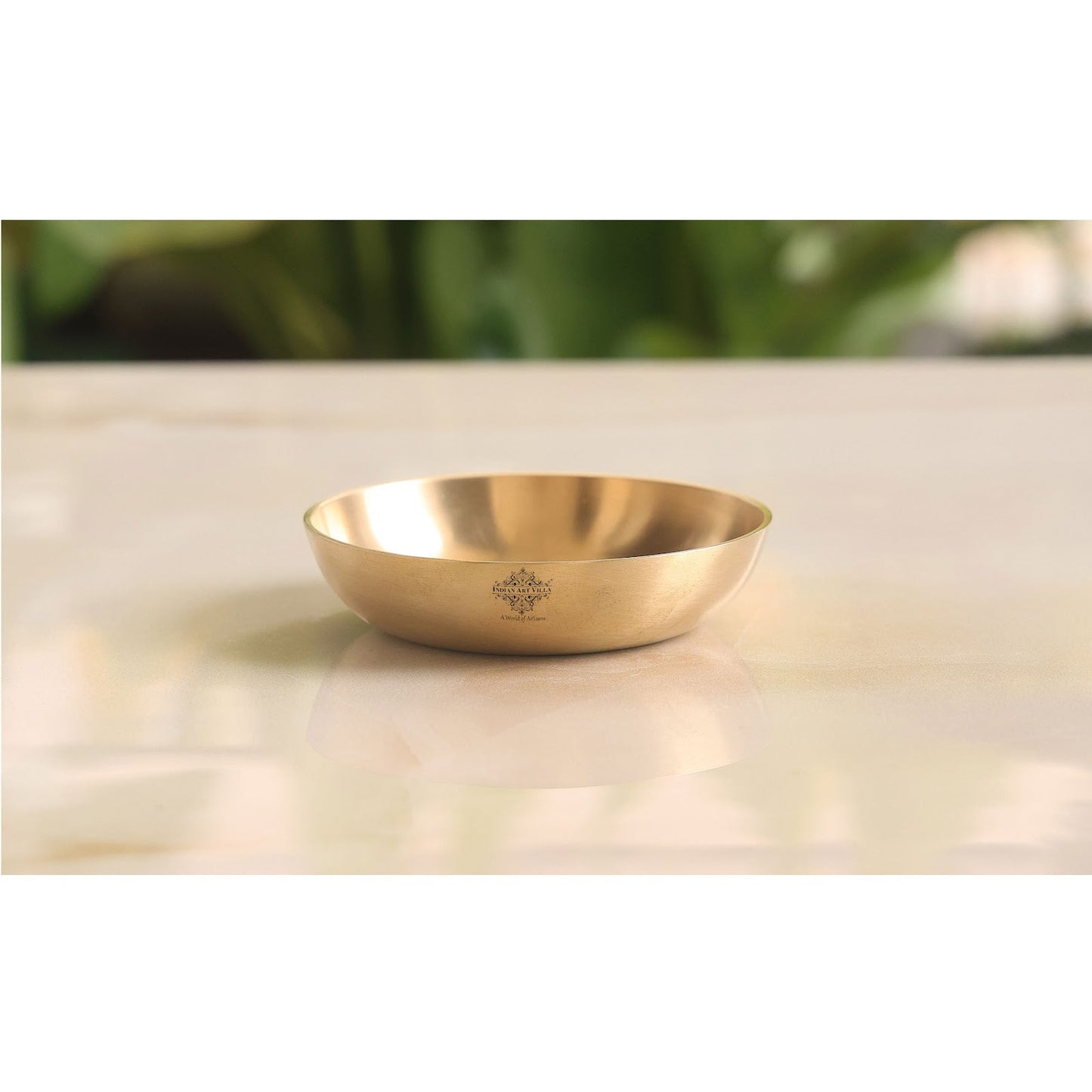 Handcrafted Pure Brass Dinner Set with Matt Finish Design, Dinnerware, Tableware, 7 Pieces Set