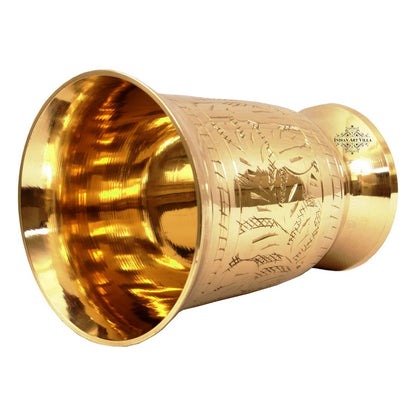 Brass Mughlai Glass with Embossed Leaves Design -250 ML