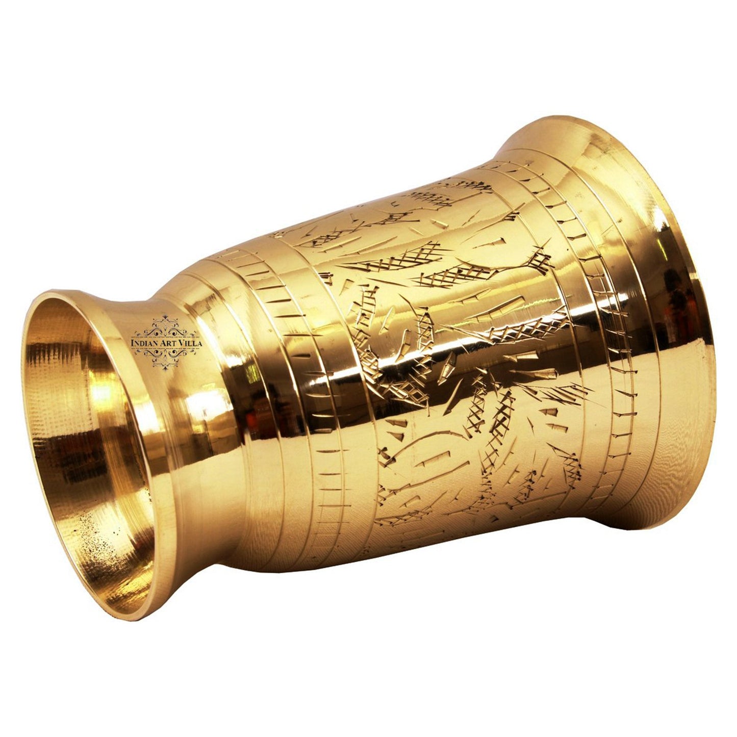 Brass Mughlai Glass with Embossed Leaves Design -250 ML