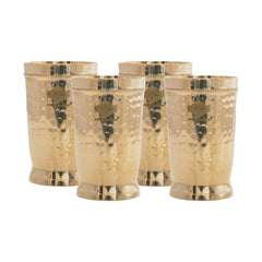 Brass Glass Tumbler with Etched Mughlai Matt & Hammered Design