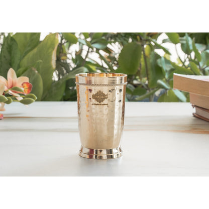 Brass Glass Tumbler with Etched Mughlai Matt & Hammered Design