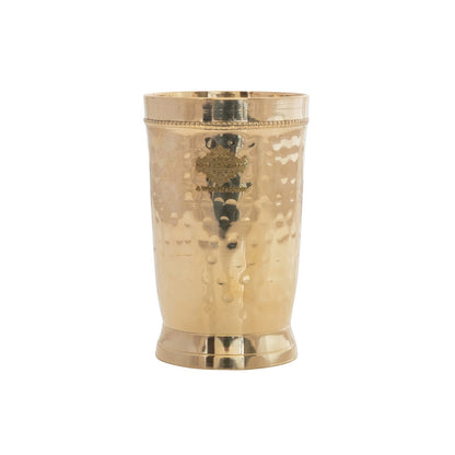 Brass Glass Tumbler with Etched Mughlai Matt & Hammered Design